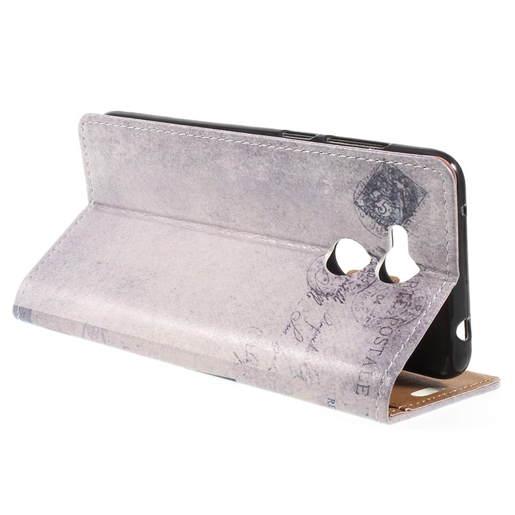 Pattern Printing Leather Flip Stand Shell Cover for Huawei Honor 6C Pro / V9 Play - Cat Holding Heart-5