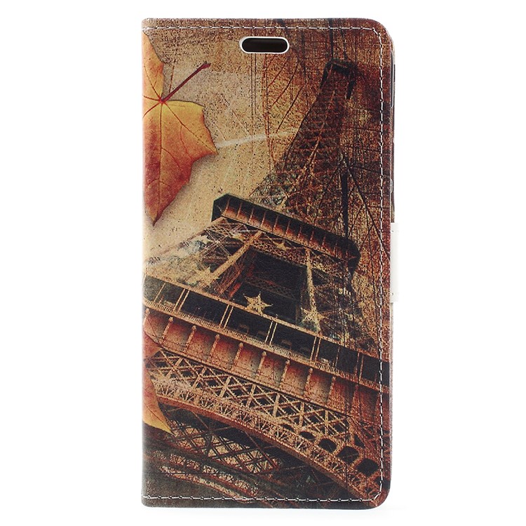 Pattern Printing Leather Stand Mobile Cover for Huawei Honor 6C Pro / V9 Play - Eiffel Tower-1