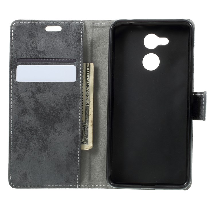Vintage Style Wallet Stand Leather Case for Huawei Honor 6C Pro / V9 Play - Grey-5