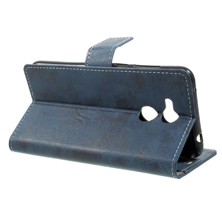 Retro Style Wallet Stand Leather Phone Case for Huawei Honor 6C Pro / V9 Play - Dark Blue-4
