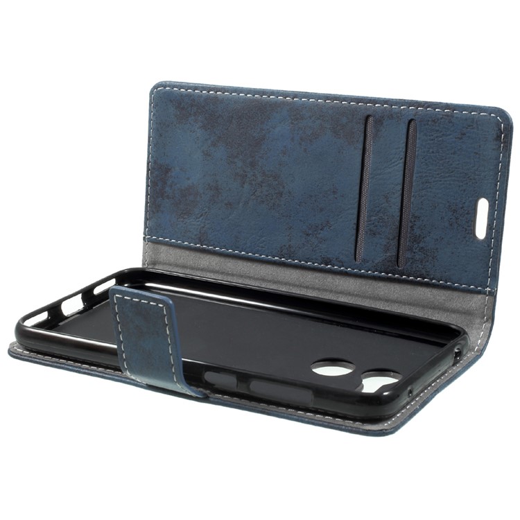Retro Style Wallet Stand Leather Phone Case for Huawei Honor 6C Pro / V9 Play - Dark Blue-5