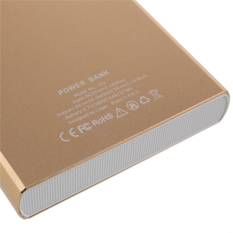 CAGER S99 10000mAh Battery Charger Power Bank for iPhone iPad Samsung LG - Gold Color-7