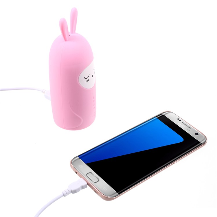 CAGER T18 Cute Bunny Dual USB 10000mAh Power Bank with Charging Cables for iPhone iPad Samsung - Pink-2