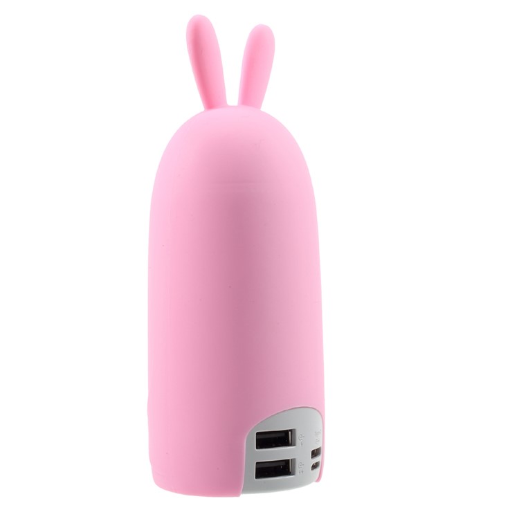 CAGER T18 Cute Bunny Dual USB 10000mAh Power Bank with Charging Cables for iPhone iPad Samsung - Pink-4