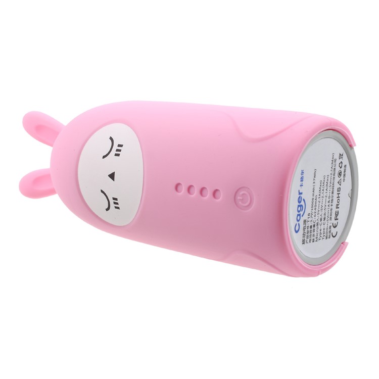 CAGER T18 Cute Bunny Dual USB 10000mAh Power Bank with Charging Cables for iPhone iPad Samsung - Pink-5
