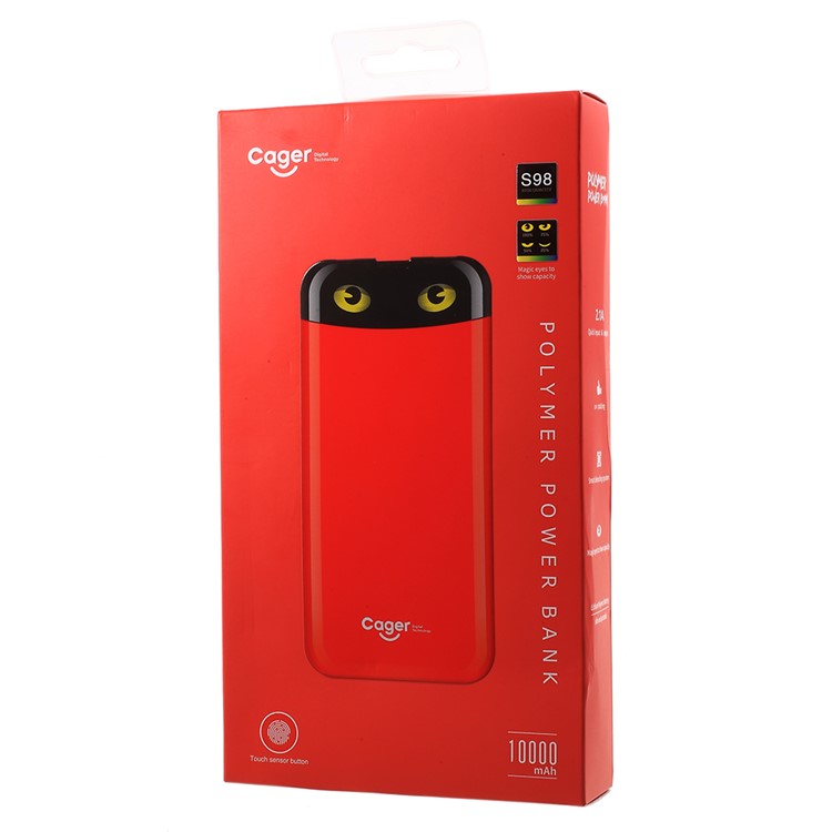 CAGER S98 Magic Eyes 10000mAh Power Bank with Charging Cables for iPhone iPad Samsung - Red-10