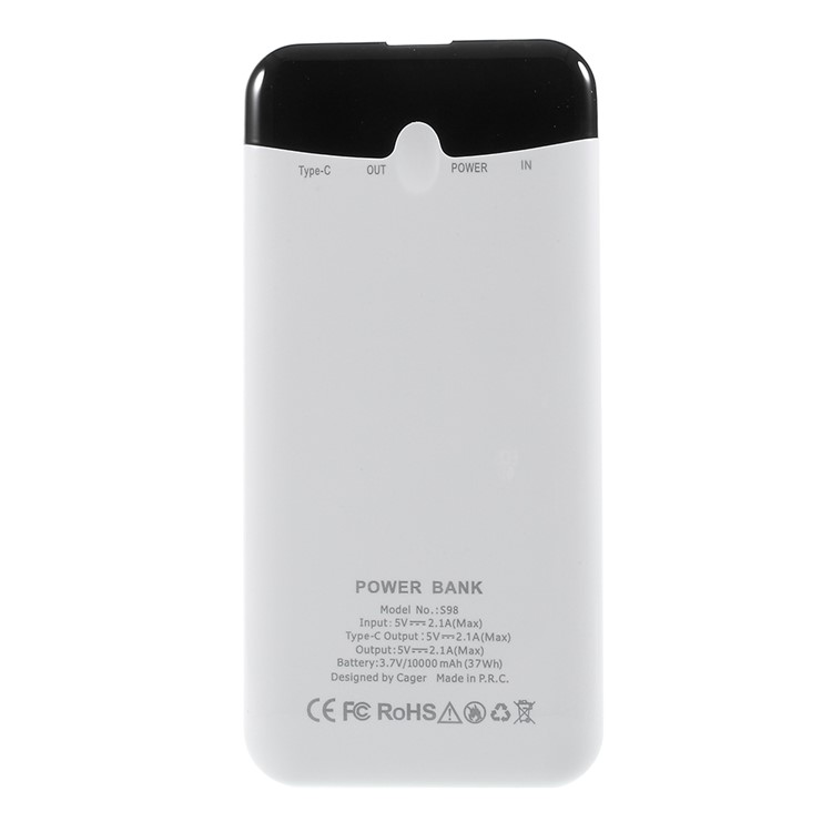 CAGER S98 Magic Eyes Ultra-thin 10000mAh External Mobile Battery for iPhone iPad Samsung - White-2