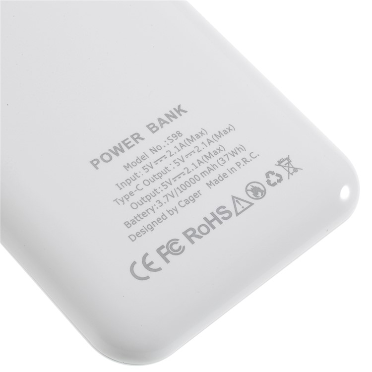 CAGER S98 Magic Eyes Ultra-thin 10000mAh External Mobile Battery for iPhone iPad Samsung - White-5