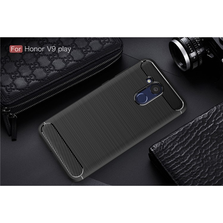 Carbon Fiber Texture Brushed TPU Mobile Phone Case for Huawei Honor 6C Pro / V9 Play - Black-10