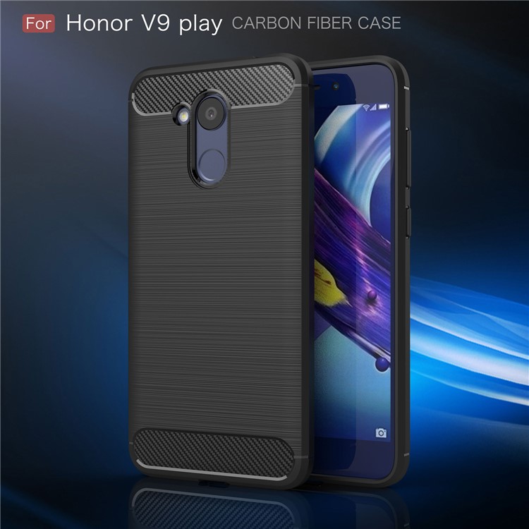 Carbon Fiber Texture Brushed TPU Mobile Phone Case for Huawei Honor 6C Pro / V9 Play - Black-2