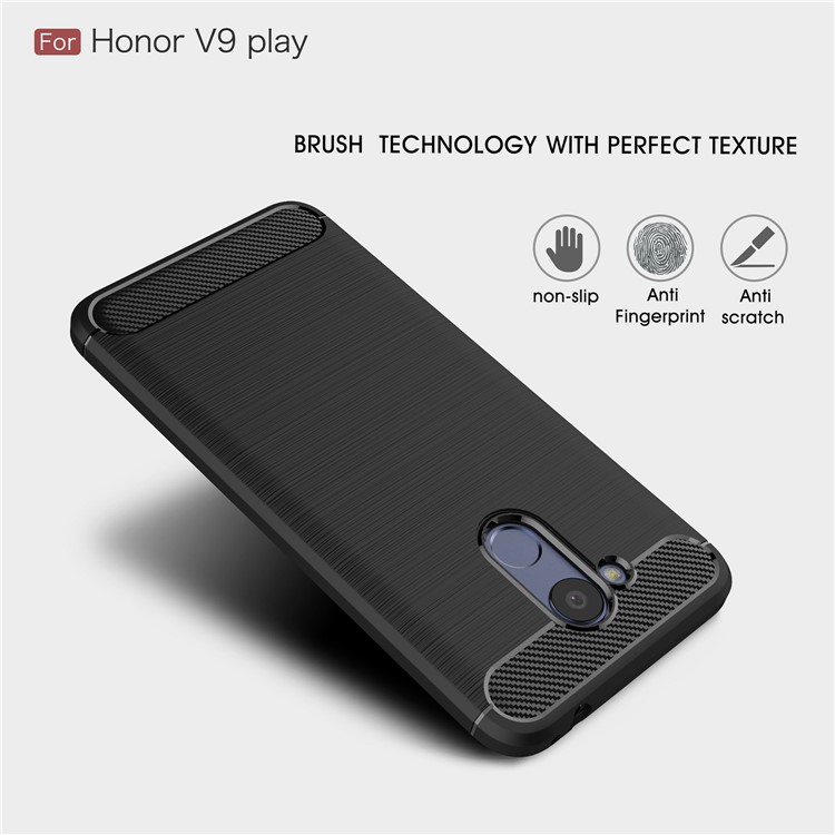 Carbon Fiber Texture Brushed TPU Mobile Phone Case for Huawei Honor 6C Pro / V9 Play - Black-3