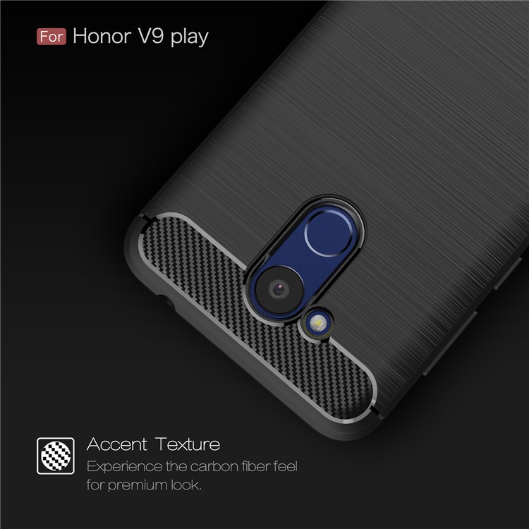 Carbon Fiber Texture Brushed TPU Mobile Phone Case for Huawei Honor 6C Pro / V9 Play - Black-4