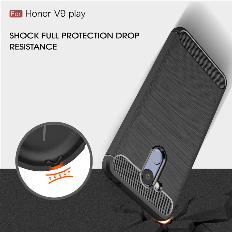Carbon Fiber Texture Brushed TPU Mobile Phone Case for Huawei Honor 6C Pro / V9 Play - Black-6