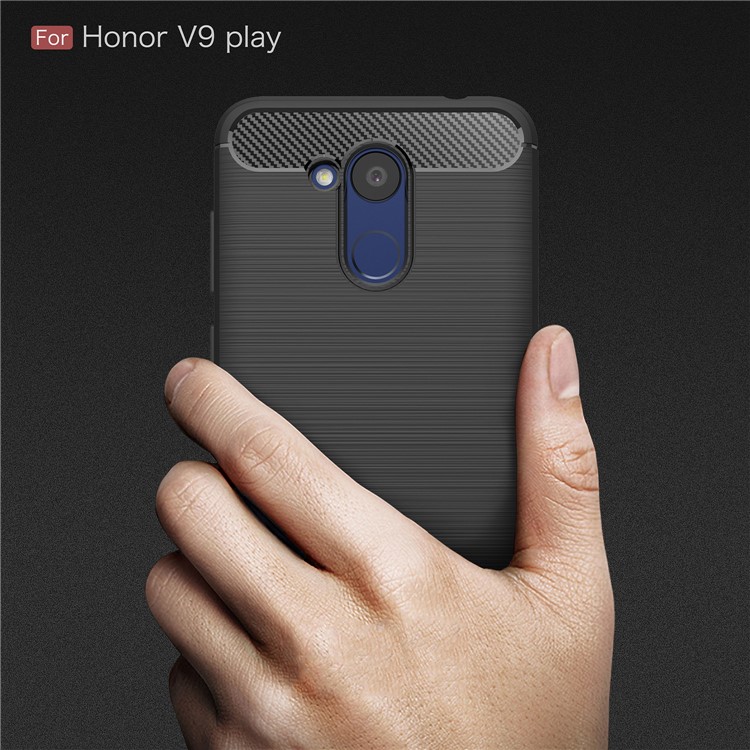 Carbon Fiber Texture Brushed TPU Mobile Phone Case for Huawei Honor 6C Pro / V9 Play - Black-8