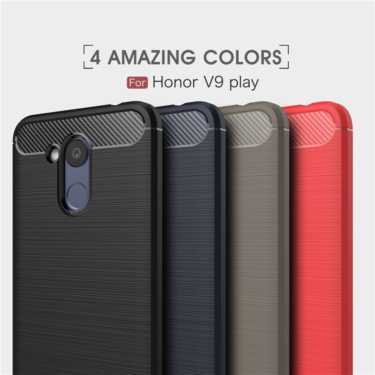 Carbon Fiber Texture Brushed TPU Mobile Phone Sehll for Huawei Honor 6C Pro / V9 Play - Red-3