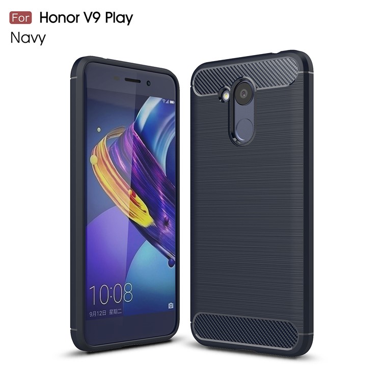 Carbon Fiber Texture Brushed TPU Back Casing for Huawei Honor 6C Pro / V9 Play - Blue-1