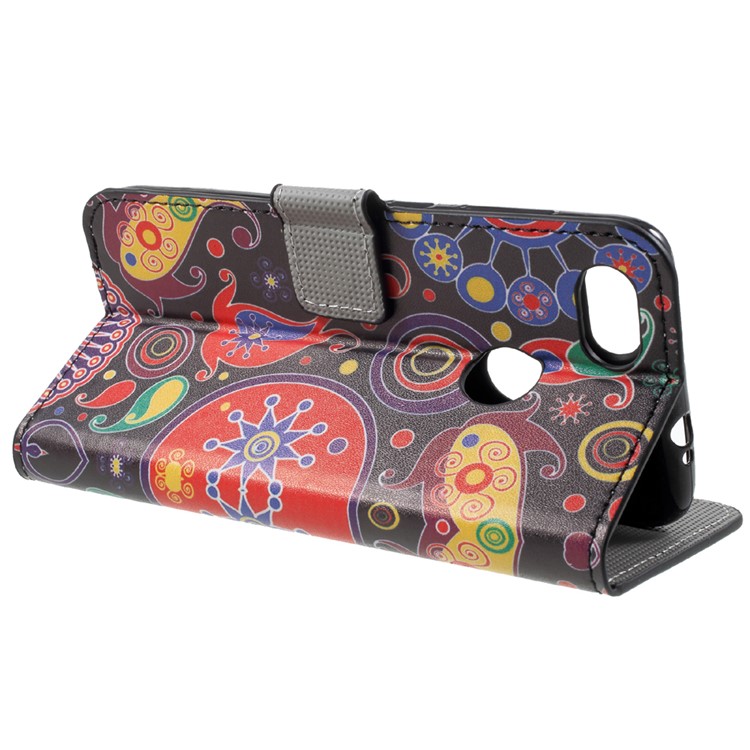 Patterned Leather Wallet Flip Cover for Huawei P9 lite mini / Enjoy 7 / Y6 Pro (2017) - Paisley Flowers-4