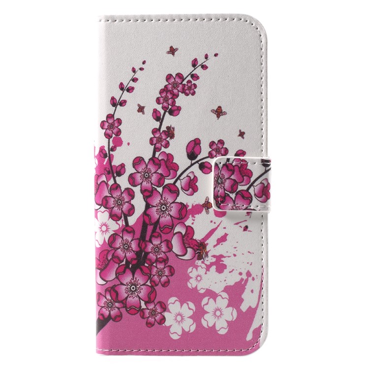 Patterned Leather Stand Mobile Casing for Huawei P9 lite mini / Enjoy 7 / Y6 Pro (2017) - Plum Blossom-1