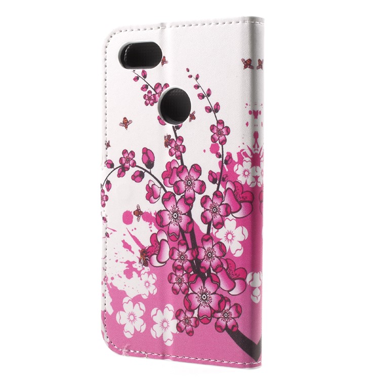 Patterned Leather Stand Mobile Casing for Huawei P9 lite mini / Enjoy 7 / Y6 Pro (2017) - Plum Blossom-2