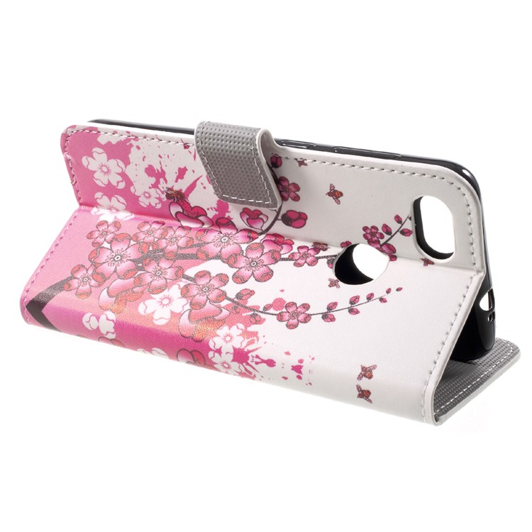 Patterned Leather Stand Mobile Casing for Huawei P9 lite mini / Enjoy 7 / Y6 Pro (2017) - Plum Blossom-4