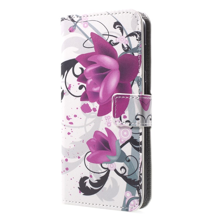 Patterned Leather Wallet Stand Shell for Huawei P9 lite mini / Enjoy 7 / Y6 Pro (2017) - Kapok Flower-3