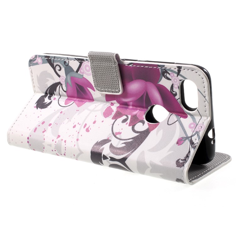 Patterned Leather Wallet Stand Shell for Huawei P9 lite mini / Enjoy 7 / Y6 Pro (2017) - Kapok Flower-4