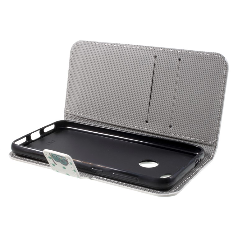 Gemusterte Brieftasche stehen Ledertasche für Huawei P9 Lite Mini / Genießen Sie 7 / Y6 Pro (2017) - Schlaf Eule-5