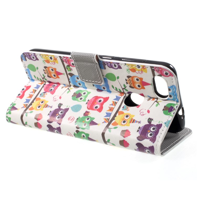 Patterned Wallet Stand Leather Cover Case for Huawei P9 lite mini / Enjoy 7 / Y6 Pro (2017) - Lovely Little Owls-4