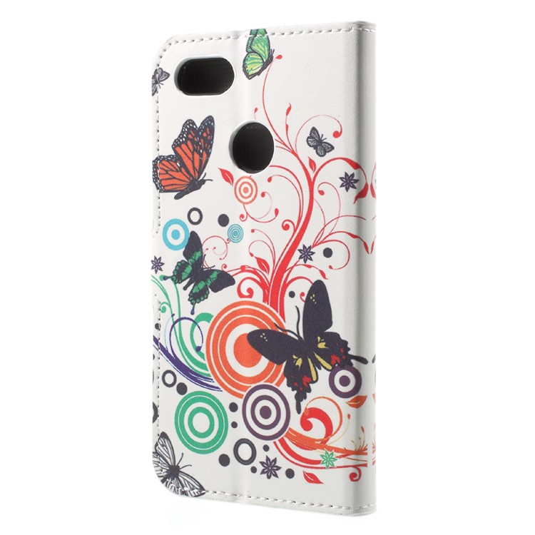 Patterned Leather Wallet Phone Shell for Huawei P9 lite mini / Enjoy 7 / Y6 Pro (2017) - Butterflies and Circles-2