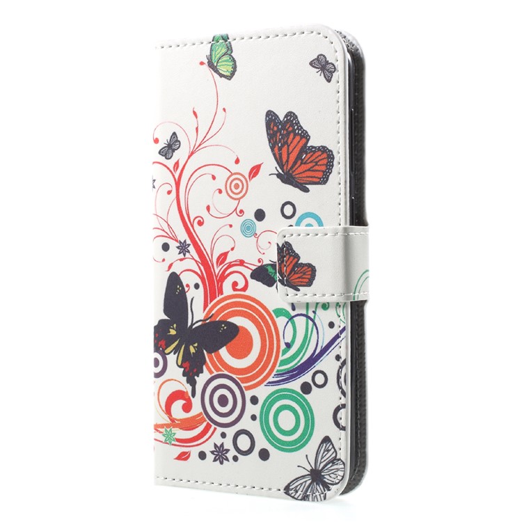 Patterned Leather Wallet Phone Shell for Huawei P9 lite mini / Enjoy 7 / Y6 Pro (2017) - Butterflies and Circles-3