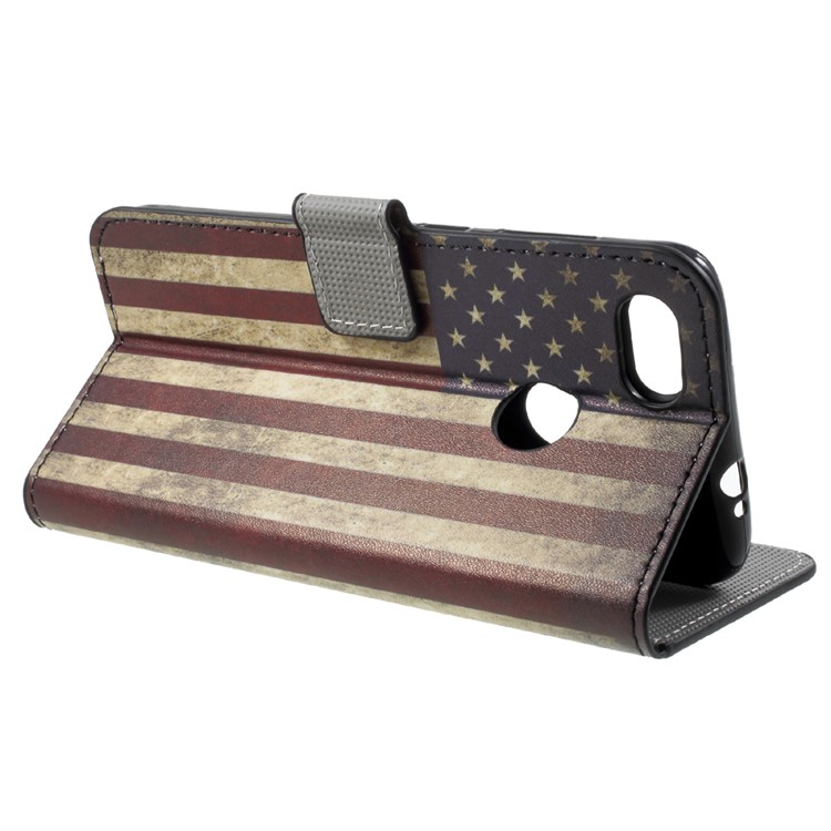 Patterned Leather Wallet Case Phone Accessory for Huawei P9 lite mini / Enjoy 7 / Y6 Pro (2017) - American Flag-4