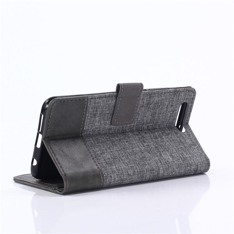 MUXMA Splicing PU Leather Canvas Wallet Phone Case for Huawei Honor 9 - Grey-10
