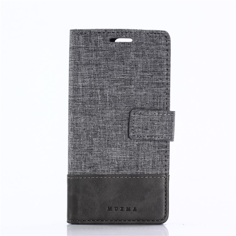 MUXMA Splicing PU Leather Canvas Wallet Phone Case for Huawei Honor 9 - Grey-12