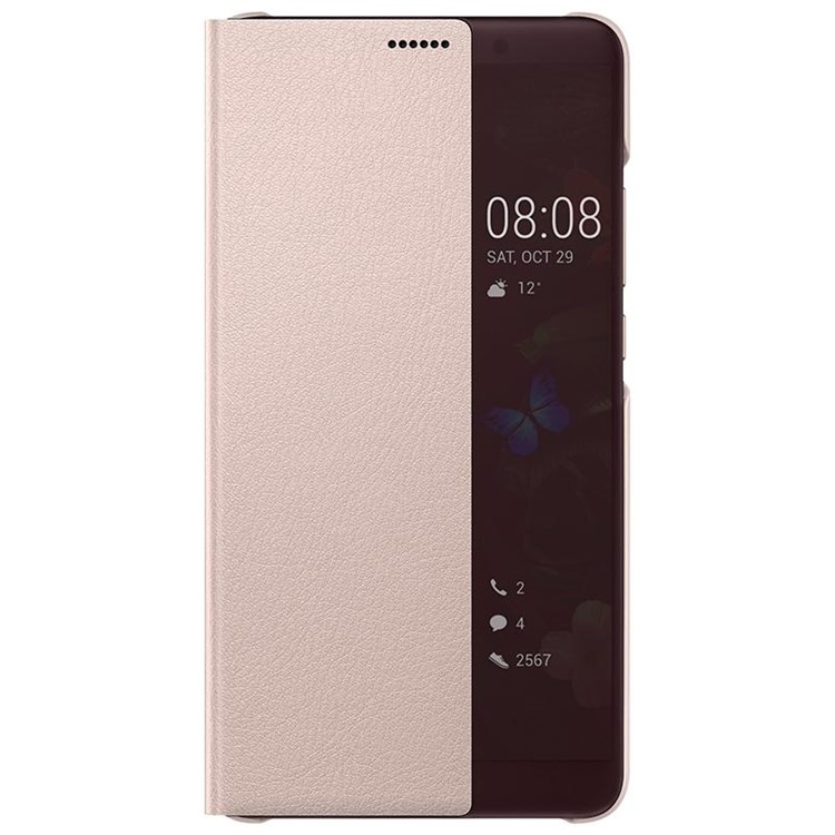 HUAWEI Side View Window Auto Wake up/Sleep Leather Case for Huawei Mate 10 - Pink-1