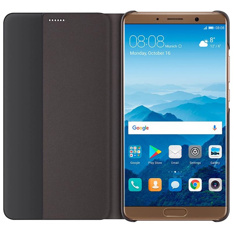 HUAWEI Side View Fenster Leder Smart Phone Cover für Huawei Mate 10 - Braun-5