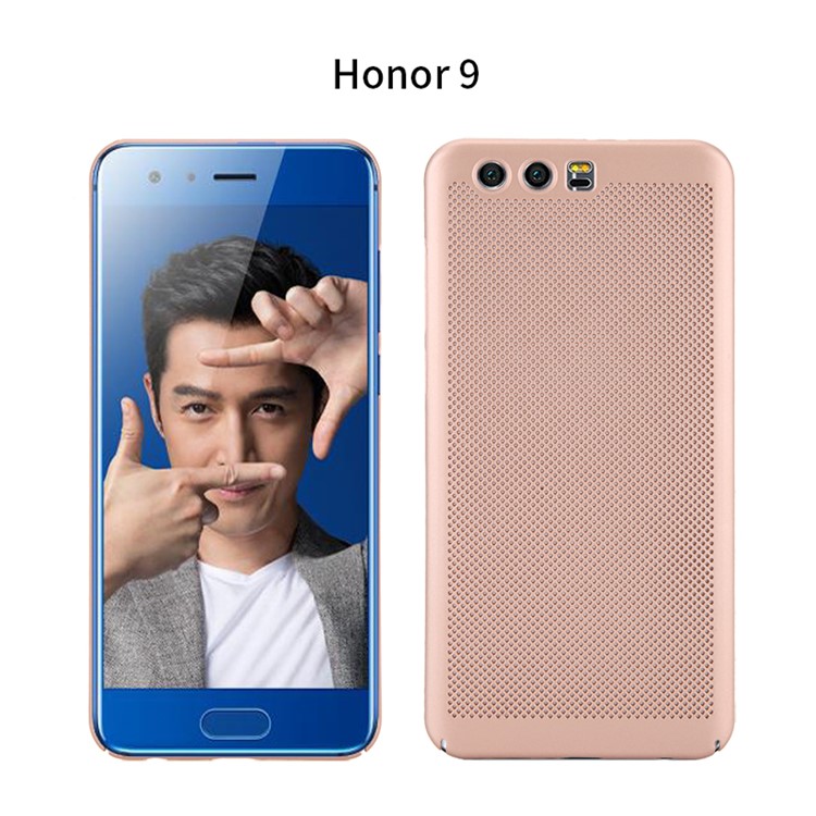 Rubberized Hollow Mesh Heat Dissipation PC Hard Case for Huawei Honor 9 - Rose Gold-1