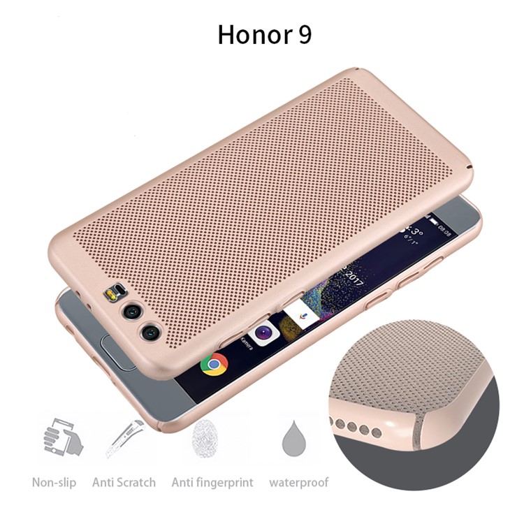 Rubberized Hollow Mesh Heat Dissipation PC Hard Case for Huawei Honor 9 - Rose Gold-2
