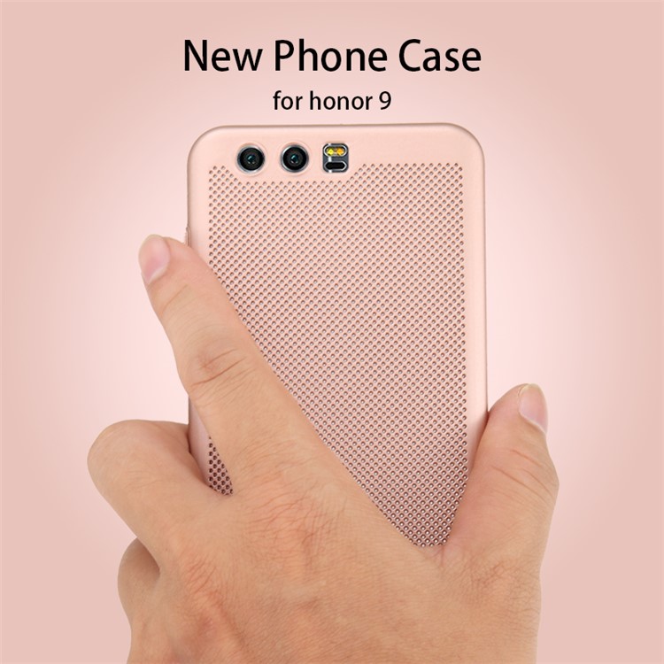 Rubberized Hollow Mesh Heat Dissipation PC Hard Case for Huawei Honor 9 - Rose Gold-3