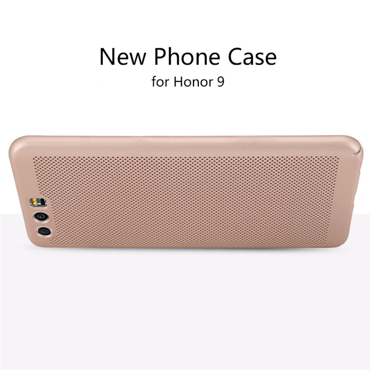 Rubberized Hollow Mesh Heat Dissipation PC Hard Case for Huawei Honor 9 - Rose Gold-4