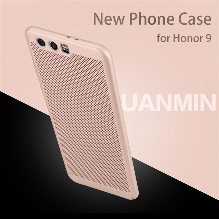 Rubberized Hollow Mesh Heat Dissipation PC Hard Case for Huawei Honor 9 - Rose Gold-7