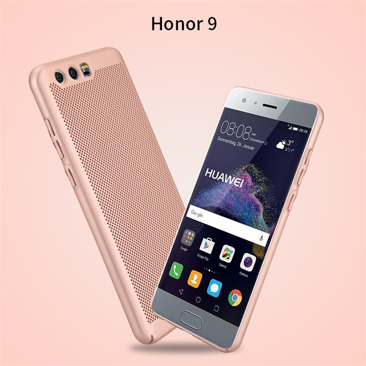 Rubberized Hollow Mesh Heat Dissipation PC Hard Case for Huawei Honor 9 - Rose Gold-9