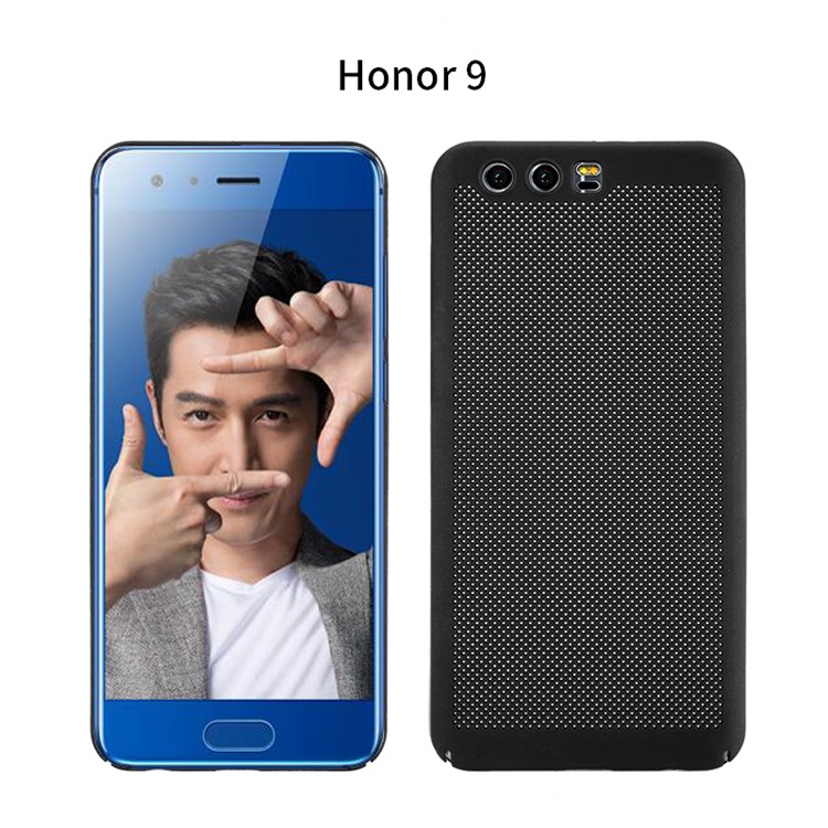 Rubberized Hollow Mesh Heat Dissipation PC Back Cover for Huawei Honor 9 - Black-1
