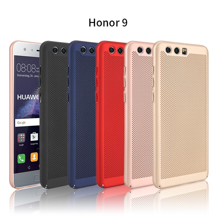 Rubberized Hollow Mesh Heat Dissipation PC Phone Shell for Huawei Honor 9 - Red-2