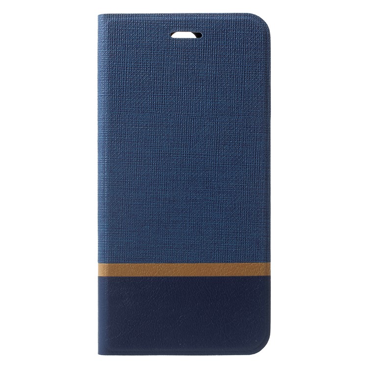 Contrast Color Leather Stand Protective Casing with Steel Sheet for Huawei nova 2i / Maimang 6 / Mate 10 Lite - Blue-1