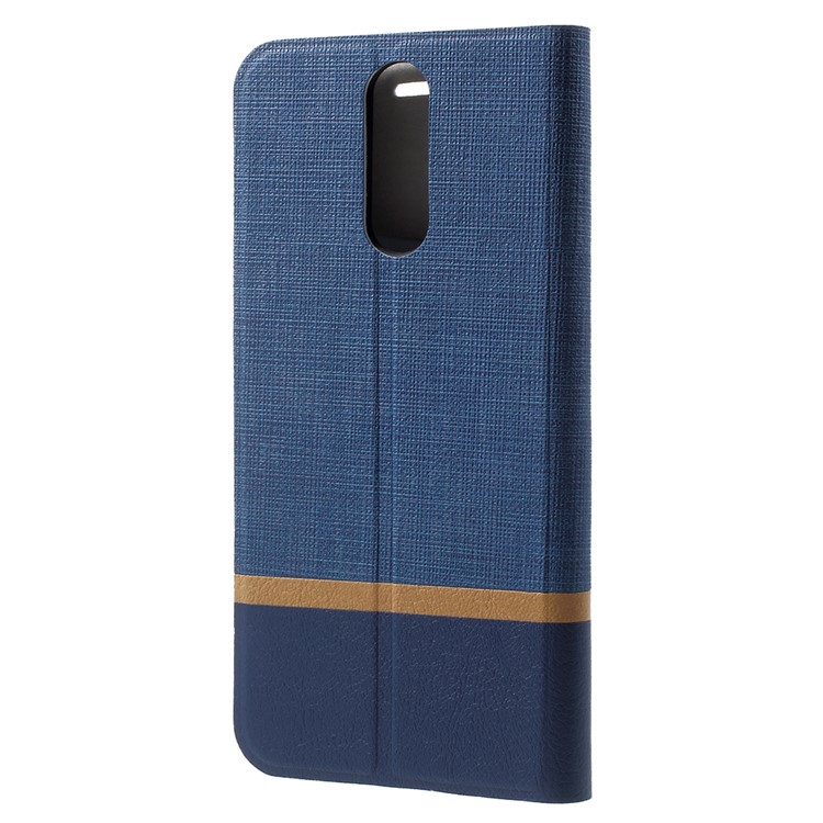 Contrast Color Leather Stand Protective Casing with Steel Sheet for Huawei nova 2i / Maimang 6 / Mate 10 Lite - Blue-3