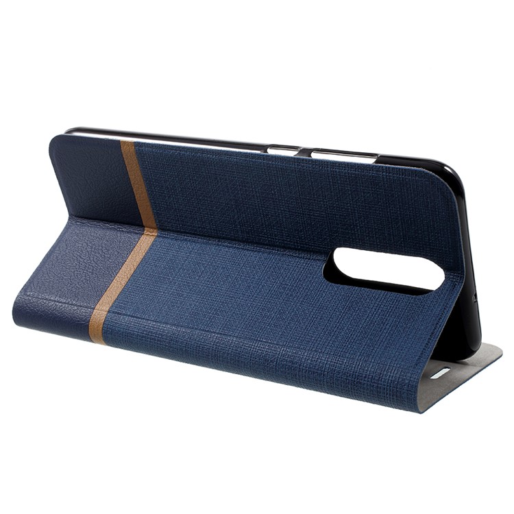 Contrast Color Leather Stand Protective Casing with Steel Sheet for Huawei nova 2i / Maimang 6 / Mate 10 Lite - Blue-4