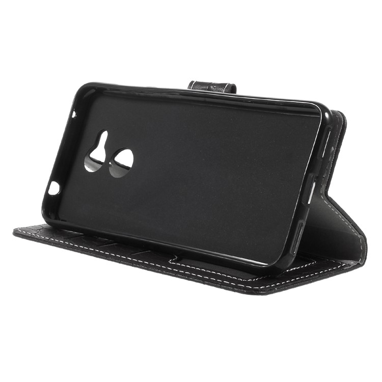 Vintage Style Crocodile Texture Wallet Stand Leather Case for Huawei Honor 6C Pro / V9 Play - Black-4