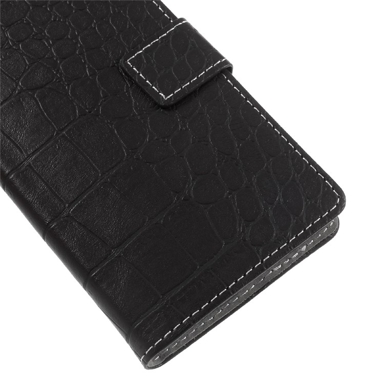 Vintage Style Crocodile Texture Wallet Stand Leather Case for Huawei Honor 6C Pro / V9 Play - Black-7