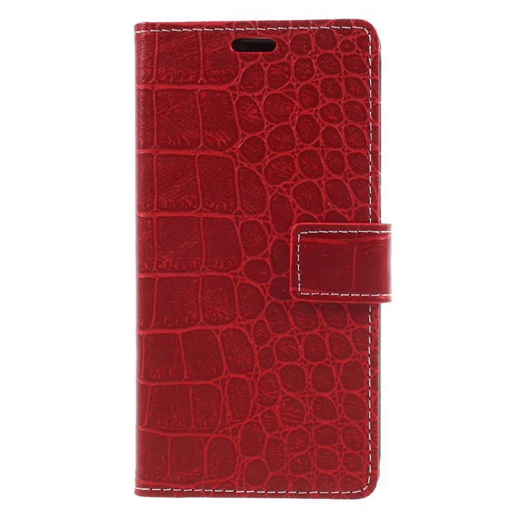 Vintage Style Crocodile Texture Stand Wallet Leather Shell for Huawei Honor 6C Pro / V9 Play - Red-1