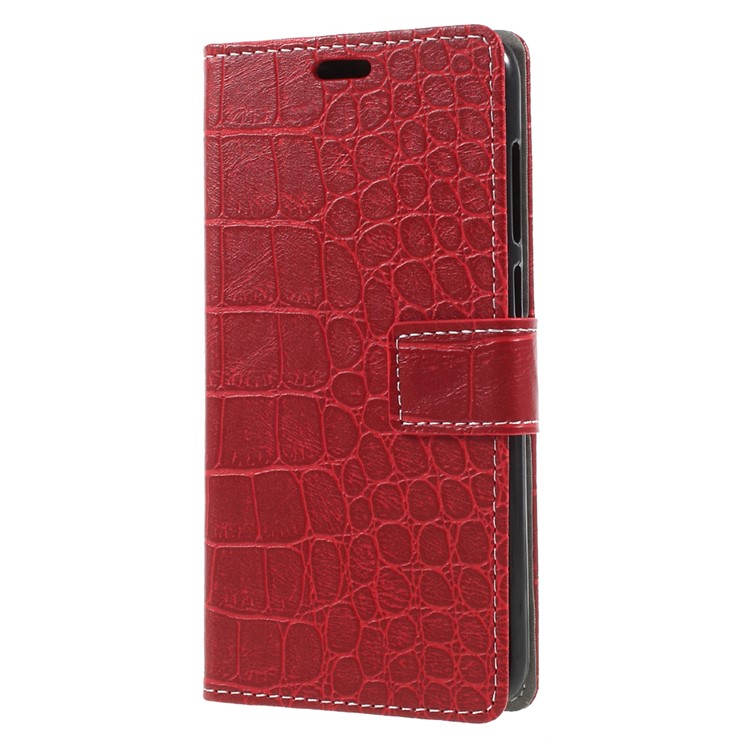 Vintage Style Crocodile Texture Stand Wallet Leather Shell for Huawei Honor 6C Pro / V9 Play - Red-3